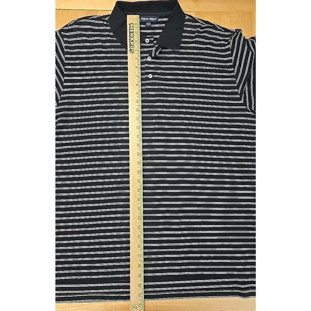 Polo Golf Ralph Lauren Polo Shirt Mens XL Black Striped 100% Pima Cotton